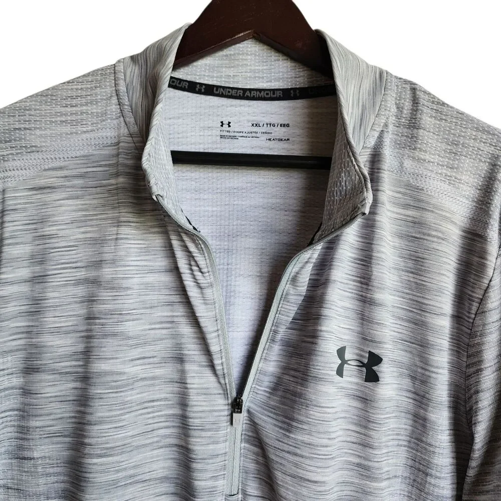 ​Under Armour Men’s HeatGear 1/4 Zip Pullover Gray Space Dye Athletic Shirt XXL